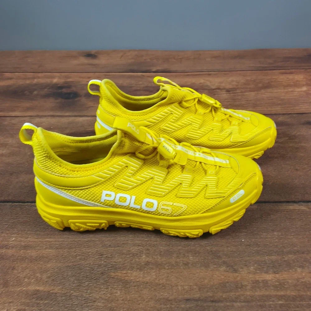 Polo Ralph Lauren Polo67 Sneakers Mens 7.5 Yellow Good Toggle Lacing Athletic
